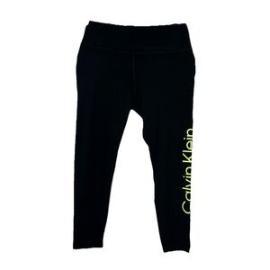 Calvin Klein Black Leggings with Neon Yellow Logo